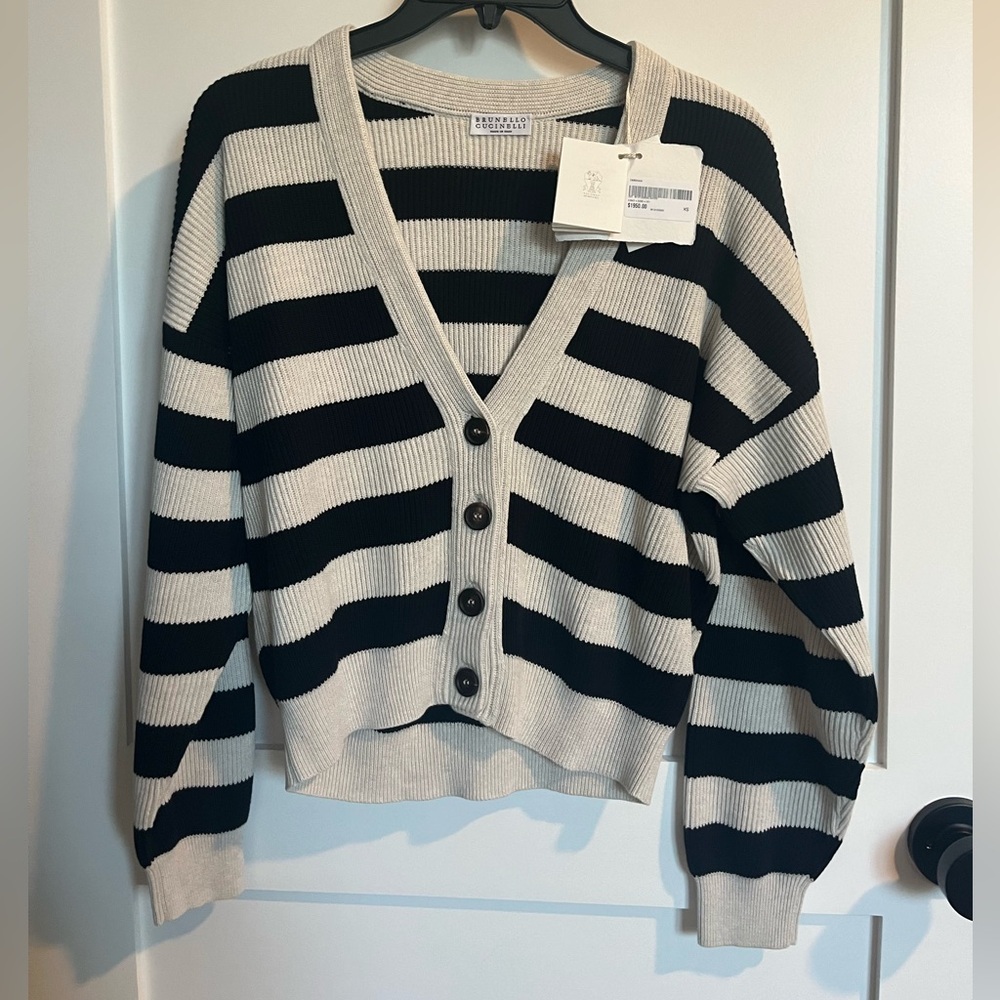 Striped button up cardigan